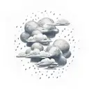 clouds raining money tattoo design idea