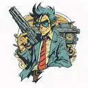 2d gorillaz dirty harry tattoo design idea