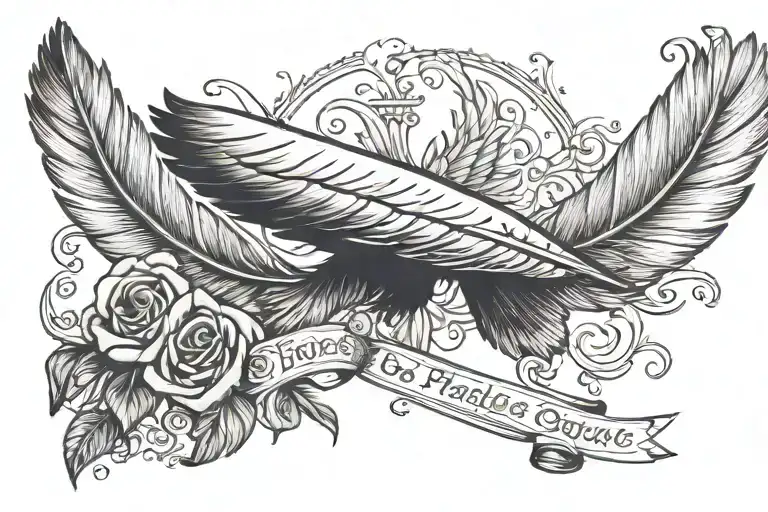 feather and dove with bible quote for passed love one tattoo design idea