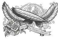 feather and dove with bible quote for passed love one tattoo design idea