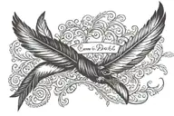 feather and dove with bible quote for passed love one tattoo design idea