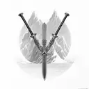 Scottish claymore sword with mountains behind it tattoo design idea