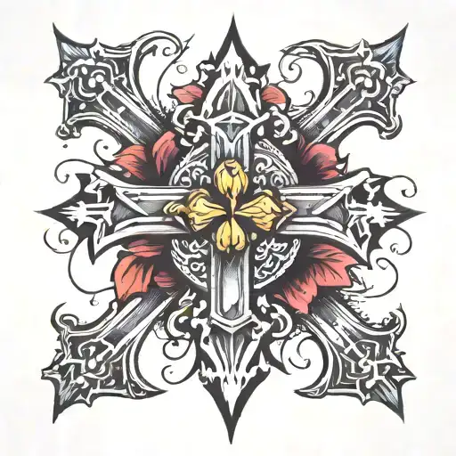 spikes an cross tattoo design idea