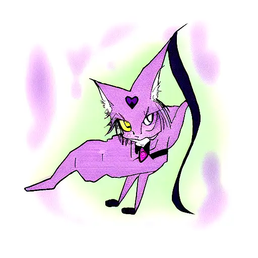 the Cheshire Cat from Alice in Wonderland Disney version, shaded purple tattoo design idea