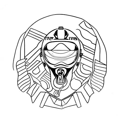 Stilyzed tattoo Ferrari F1 car with the driver helmet of Airton senna tattoo design idea