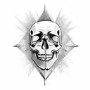 A skull wearing a spiked leather jacket and holding a guitar tattoo design idea