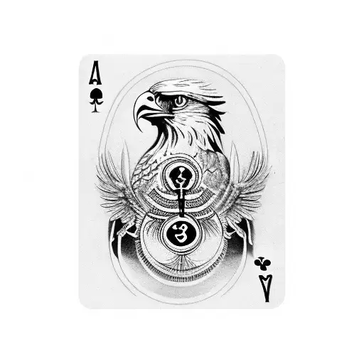 3 poker cards with a tradition German flag eagle at the bottom tattoo design idea