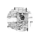 wooden bench with dv as Graffiti text with brick wall as background  tattoo design idea