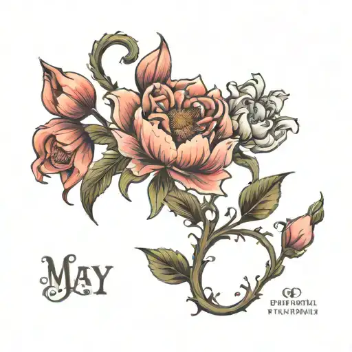 may July August October birth flower   tattoo design idea