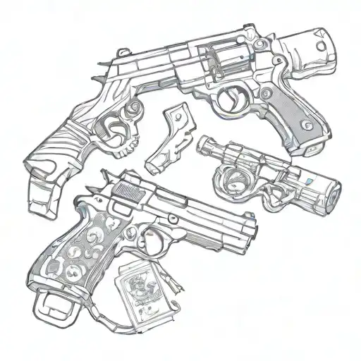 guns money drugs beer bottles camping gear tattoo design idea