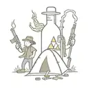 guns money drugs beer bottle camping scene tattoo design idea