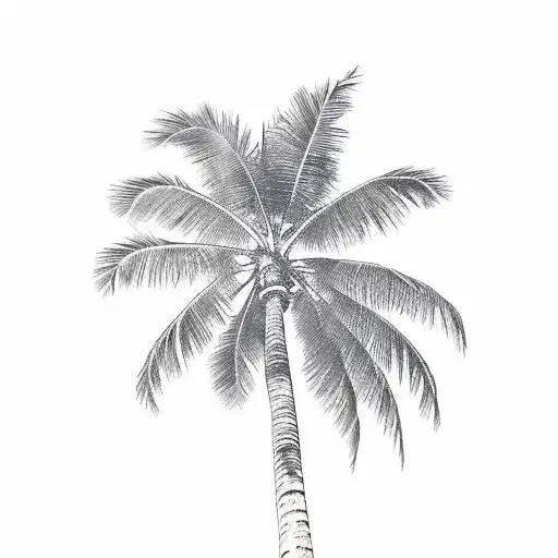palm tree, beach, map of Caribbean and a small plane  tattoo design idea