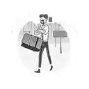 the subject is a man with a suitcase in his hand seen from behind. the subject is walking towards an Engl tattoo design idea