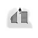 the subject is a man with a suitcase in his hand seen from behind. the subject is walking towards an Engl tattoo design idea