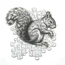 puzzle piece squirrel tattoo design idea