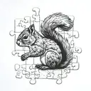 puzzle piece squirrel tattoo design idea