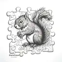 puzzle piece squirrel tattoo design idea