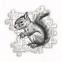 puzzle piece squirrel tattoo design idea