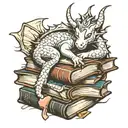 DRAGON SLEEPING ON BOOKS tattoo design idea