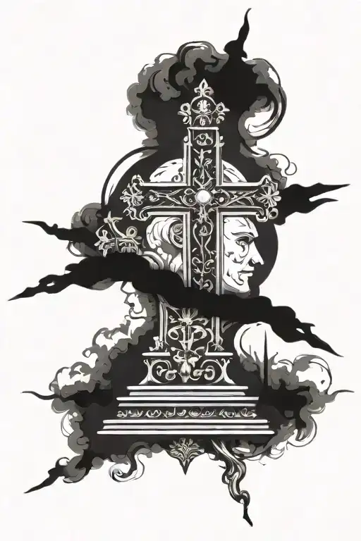 french history, with cross tattoo design idea