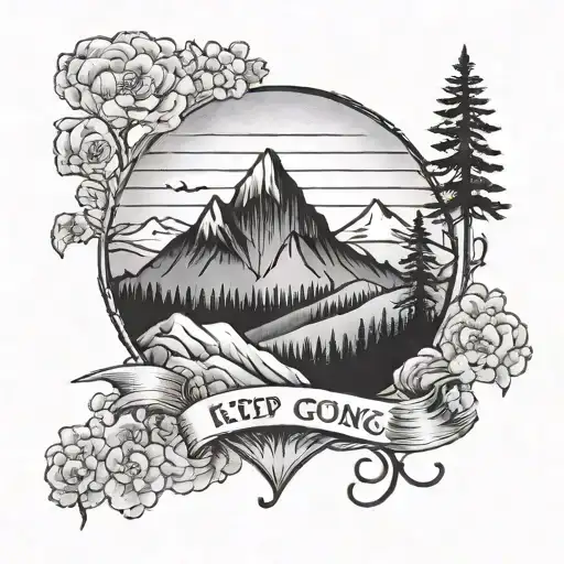 create a tattoo with the words keep going, a semicolon, and simple mountains   tattoo design idea