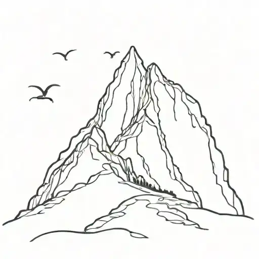 minimalist sketch of skelligs in kerry ireland tattoo design idea