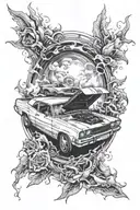 car burn out perspective change tattoo design idea