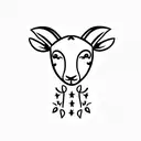 a lamb with two large horns with a star between the horns tattoo design idea
