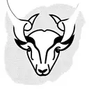 a lamb with two large horns with a star between the horns tattoo design idea