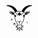 a lamb with two large horns with a star between the horns tattoo design idea