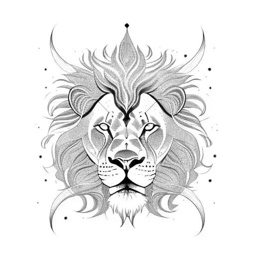 sun with lion  tattoo design idea