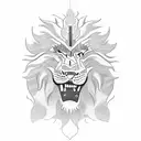 sun with lion  tattoo design idea