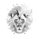 sun with lion  tattoo design idea