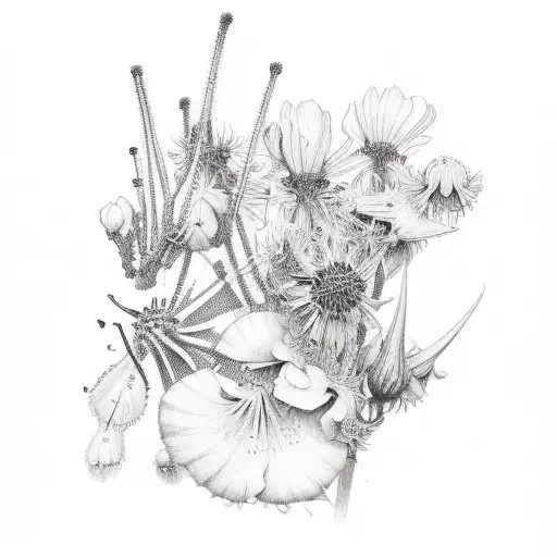 botanical drawing tattoo design idea