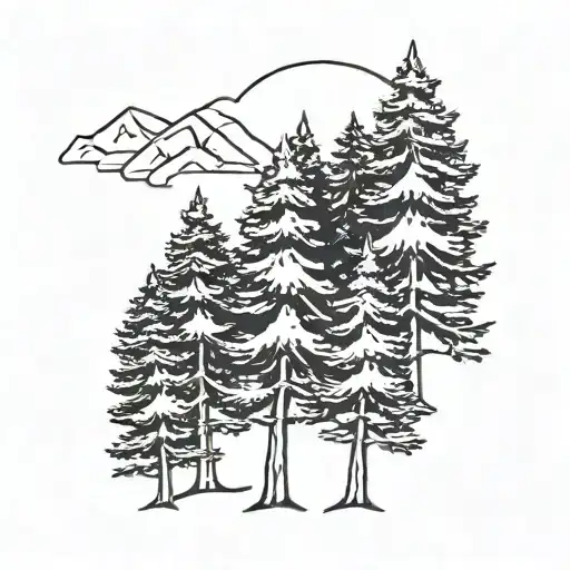 simple pine trees tattoo design idea