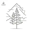 continuous line pine tree tattoo design idea