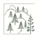 continuous line pine tree tattoo design idea