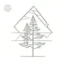 continuous line pine tree tattoo design idea