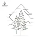 continuous line pine tree tattoo design idea