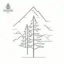 continuous line pine tree tattoo design idea