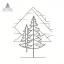 continuous line pine tree tattoo design idea