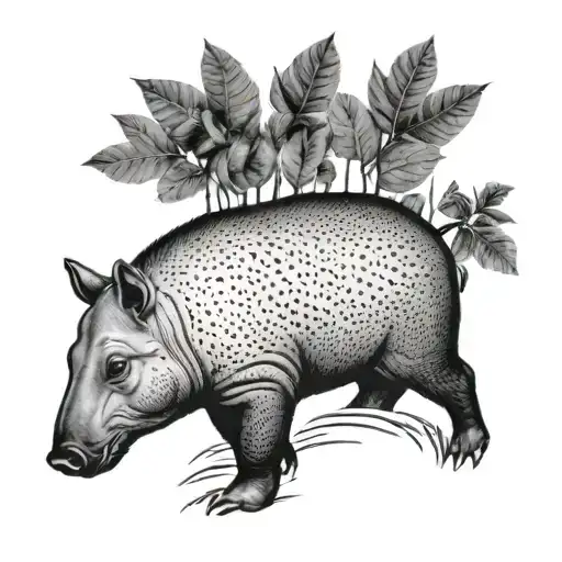 river tapir tattoo design idea