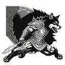 gladiator with wolf   tattoo design idea