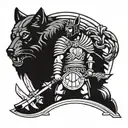 gladiator with wolf   tattoo design idea