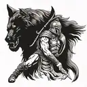 gladiator with wolf   tattoo design idea