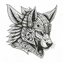 gladiator with wolf face tattoo design idea