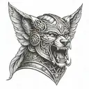 gladiator with wolf face tattoo design idea
