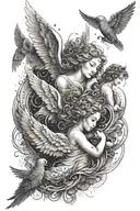 symbolizing angels and dreamers tattoo design idea