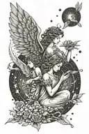 symbolizing angels and dreamers tattoo design idea