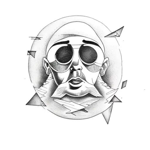 juste a moon, with a human face, minimaliste no background, black and white, funny, illusion tattoo design idea